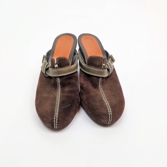 Cole Haan Shoes Womens 8.5 Marise Brown Suede Belted Wedge Clogs - Picture 3 of 6